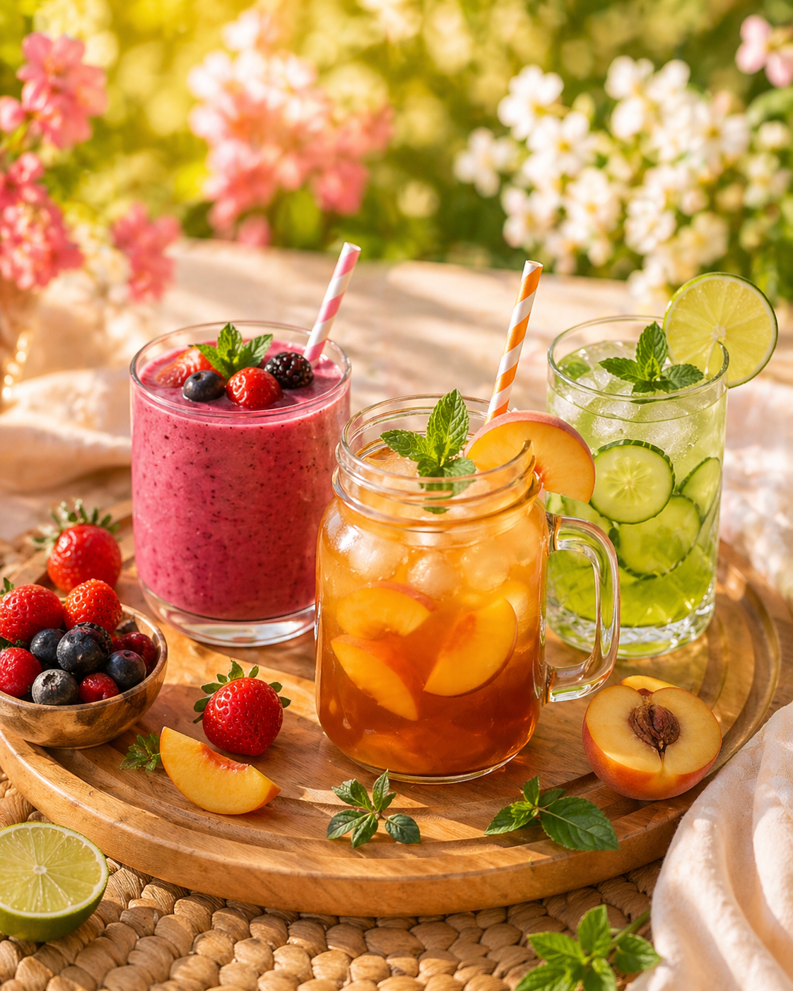Boissons fraîches d’été servies dehors